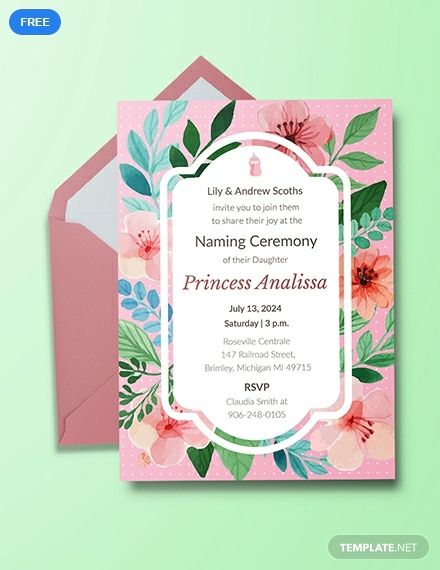 Detail Naming Ceremony Invitation Card Template Free Download Nomer 52