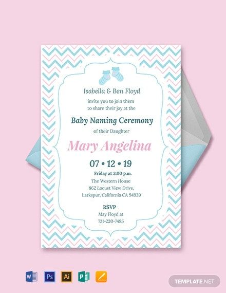 Detail Naming Ceremony Invitation Card Template Free Download Nomer 8