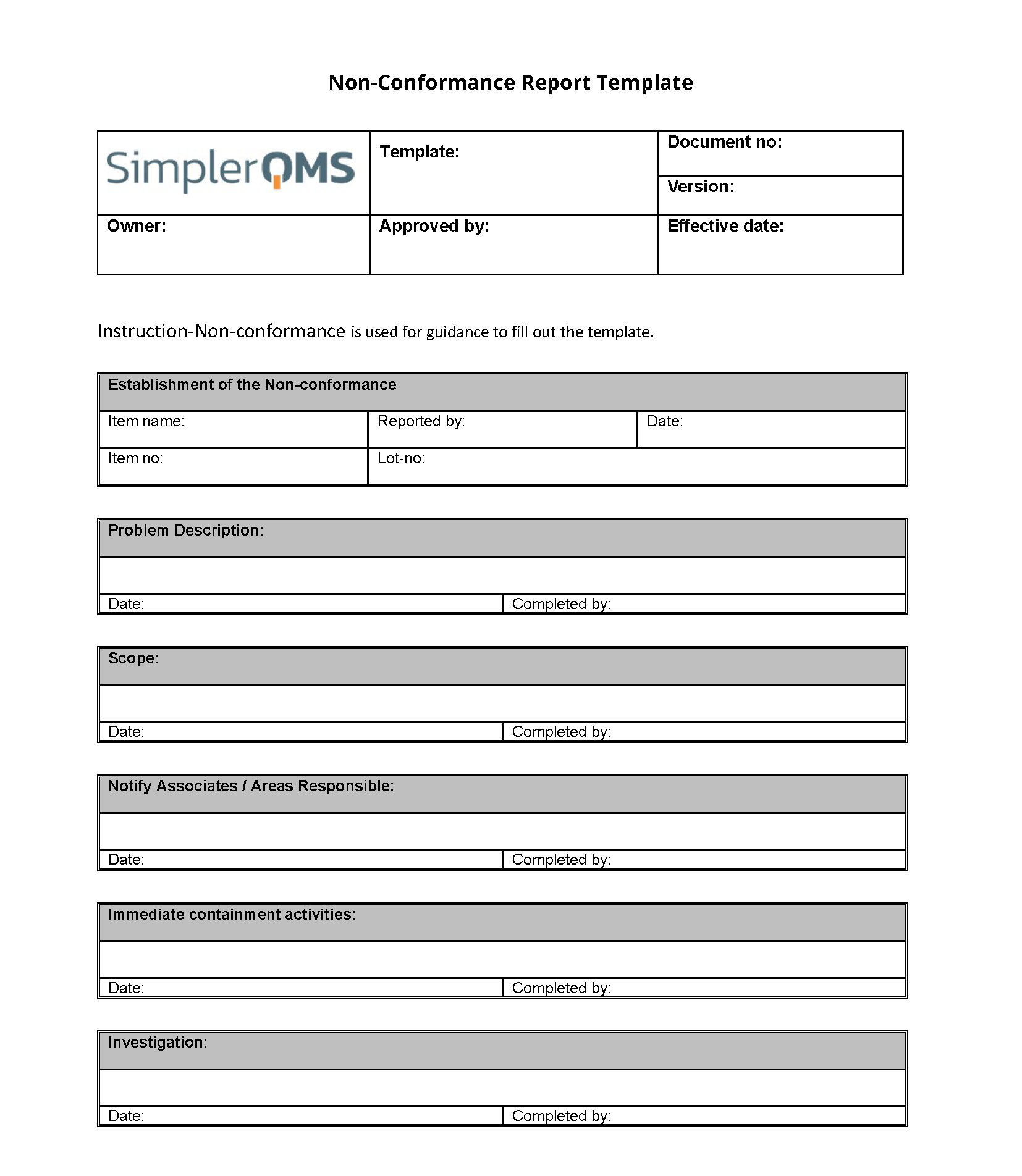 Detail Ncr Report Template Koleksi Nomer 2