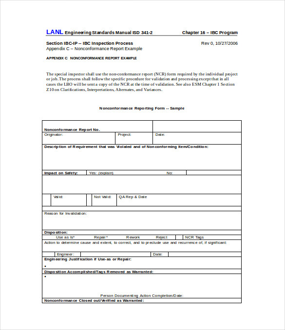 Detail Ncr Report Template Nomer 14