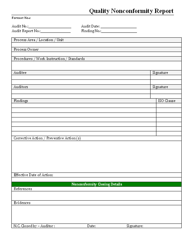 Detail Ncr Report Template Nomer 24