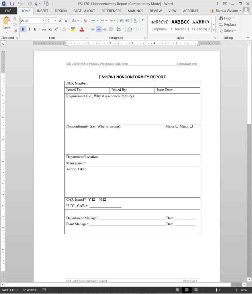 Detail Ncr Report Template Nomer 39