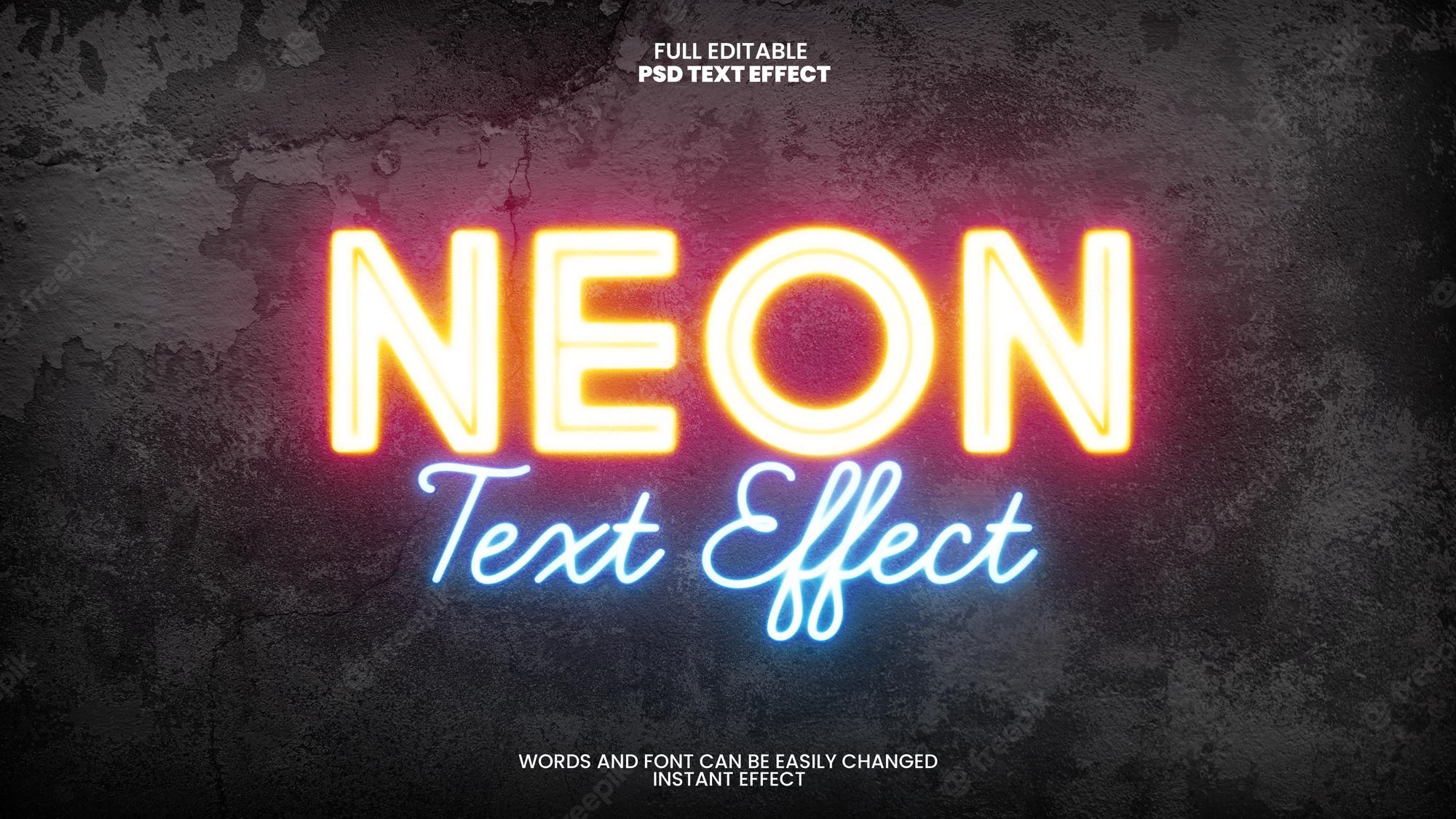 Detail Neon Text Photoshop Template Nomer 3