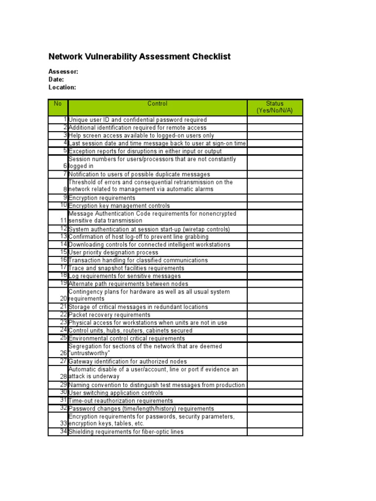 Detail Network Assessment Document Template Nomer 18