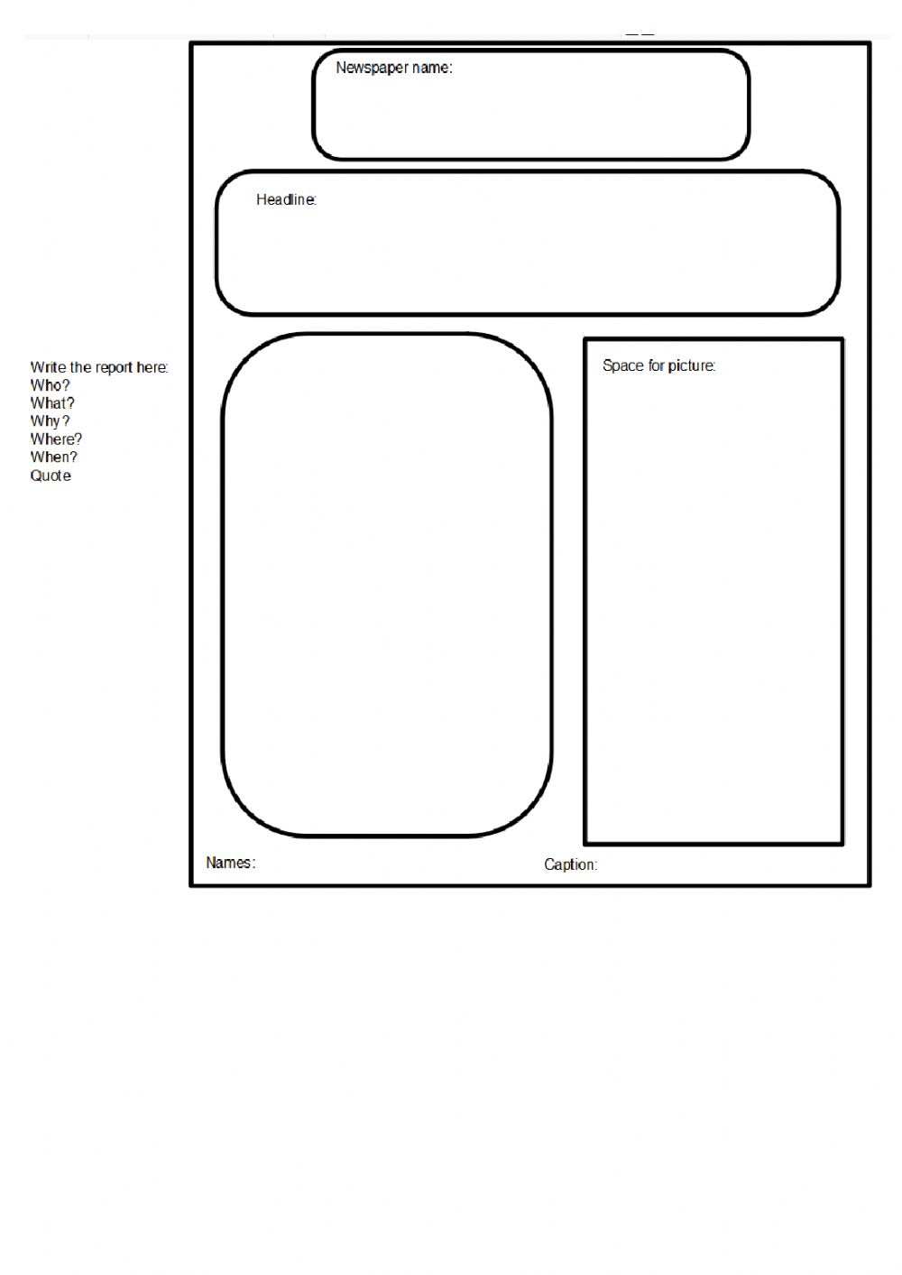 Newspaper Template Worksheet - KibrisPDR