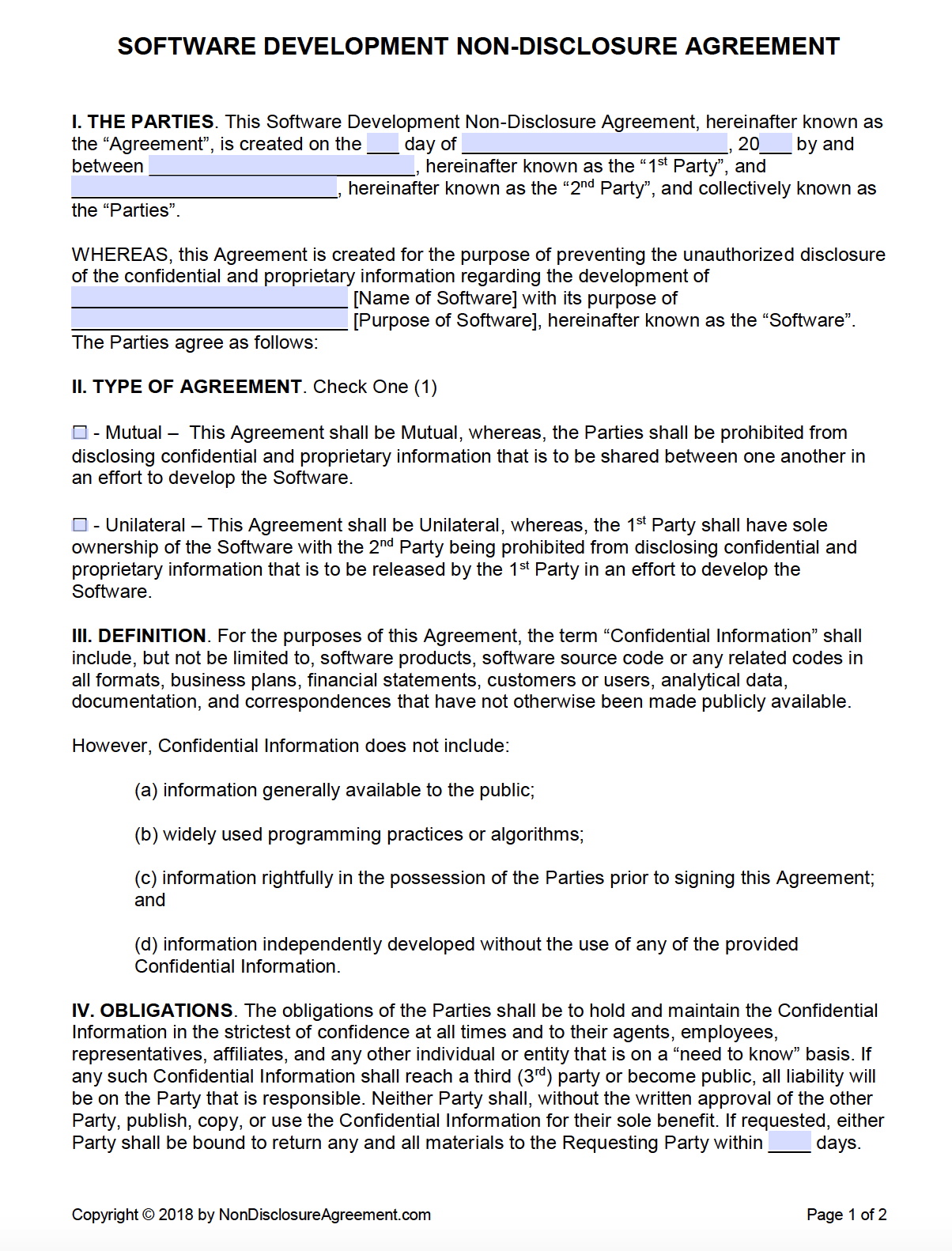 Detail Non Disclosure Form Template Nomer 12