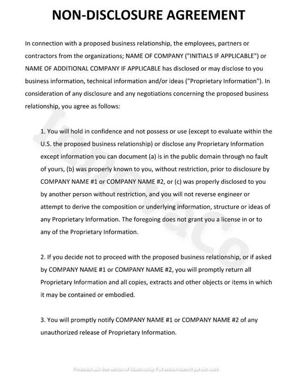 Detail Non Disclosure Form Template Nomer 26