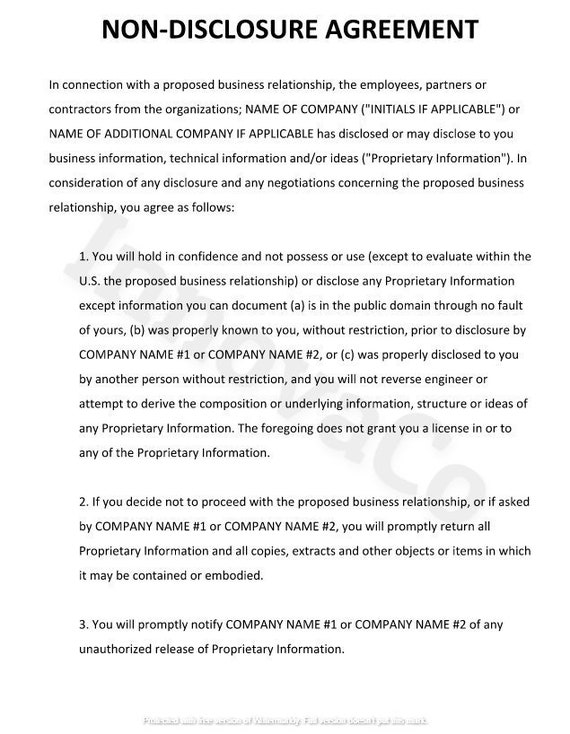 Detail Non Disclosure Form Template Nomer 26