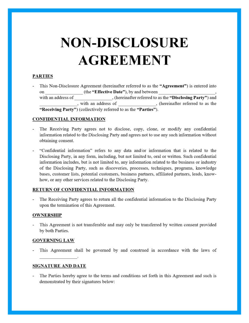 Detail Non Disclosure Form Template Nomer 3