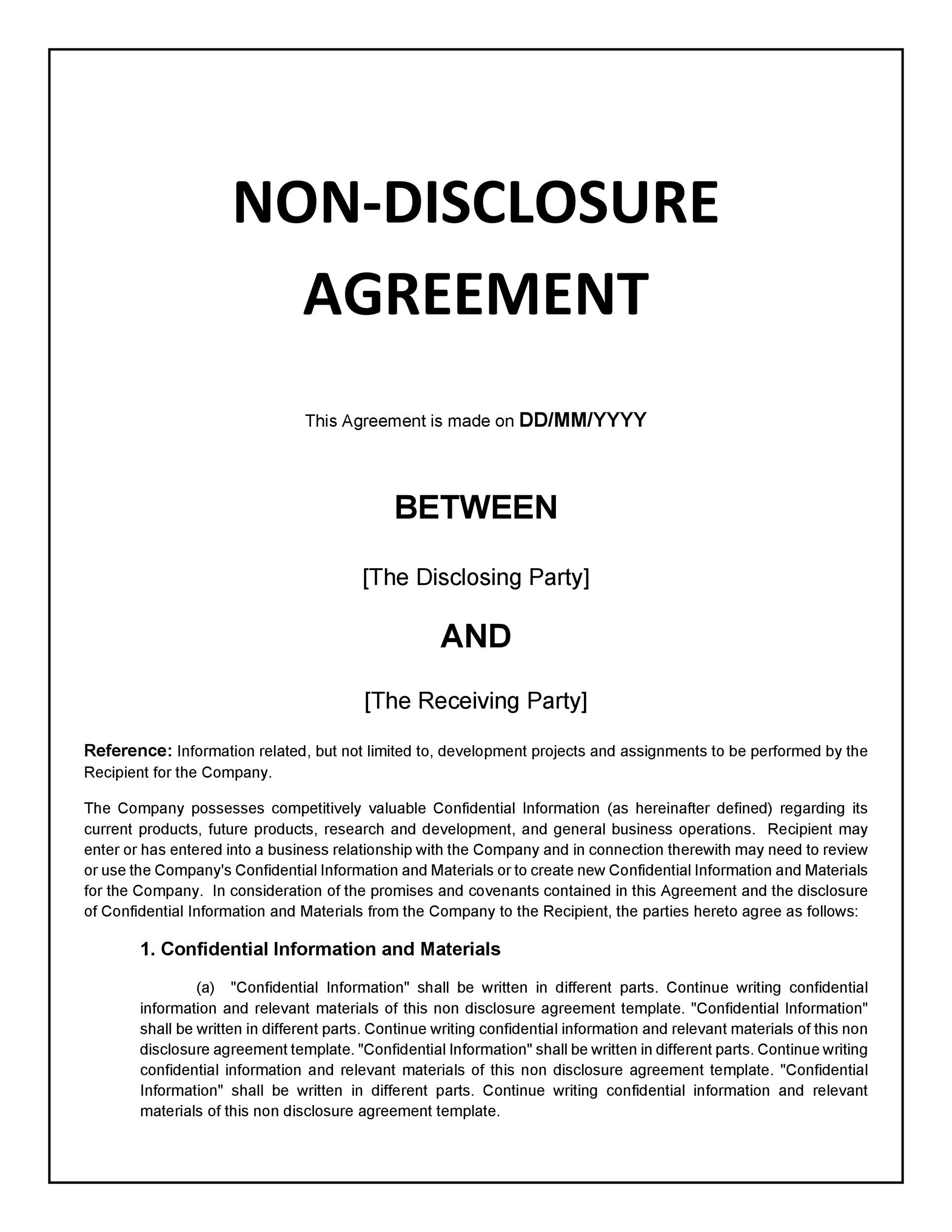 Detail Non Disclosure Form Template Nomer 32