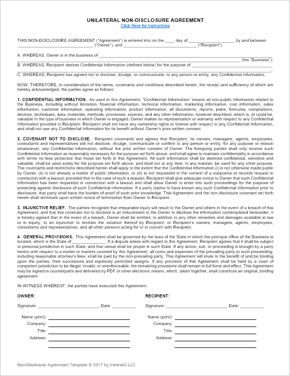 Detail Non Disclosure Form Template Nomer 4