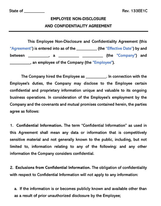 Detail Non Disclosure Form Template Nomer 46