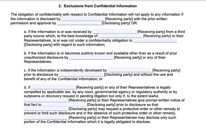 Detail Non Disclosure Form Template Nomer 7