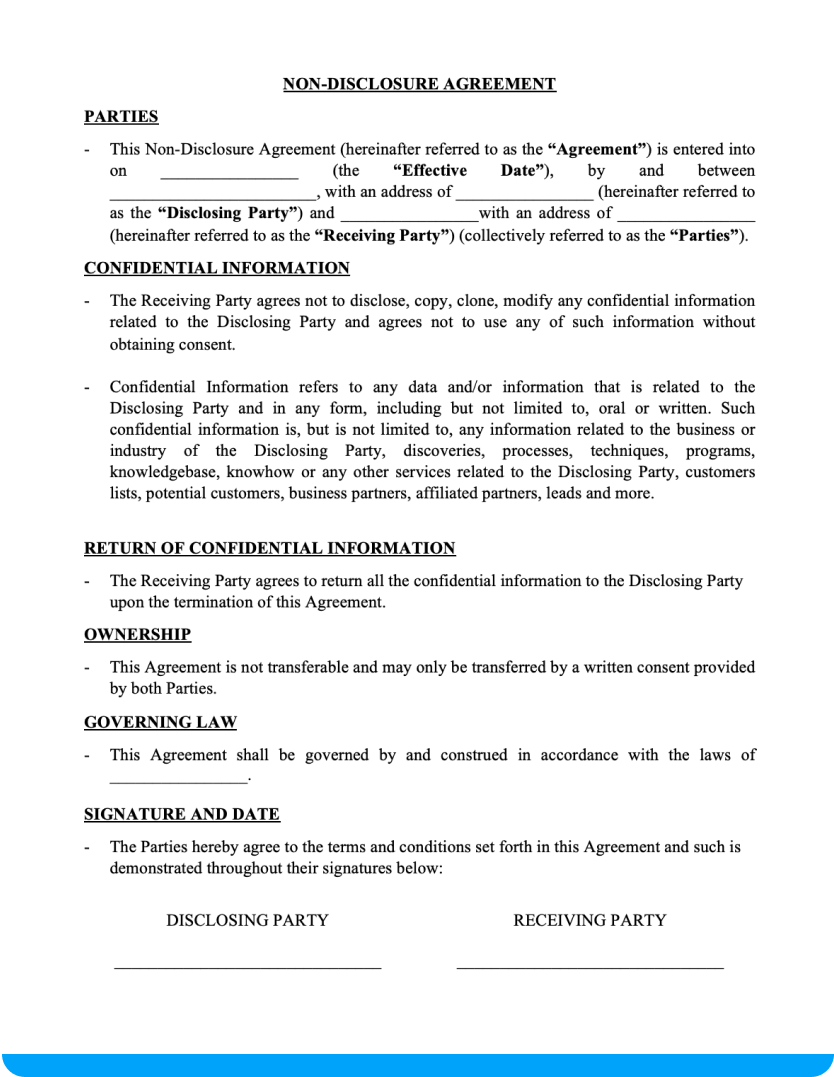 Detail Non Disclosure Form Template Nomer 8