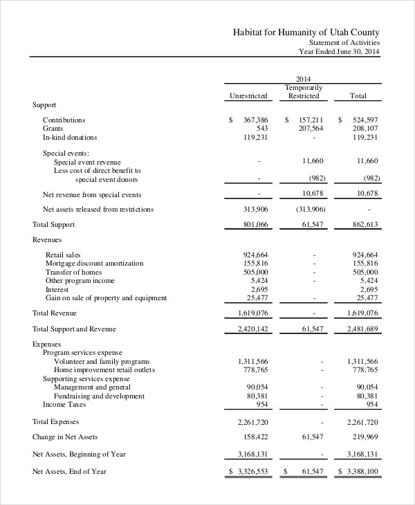 Detail Non Profit Financial Report Template Nomer 5