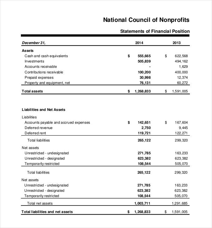 Detail Non Profit Financial Statement Template Nomer 2