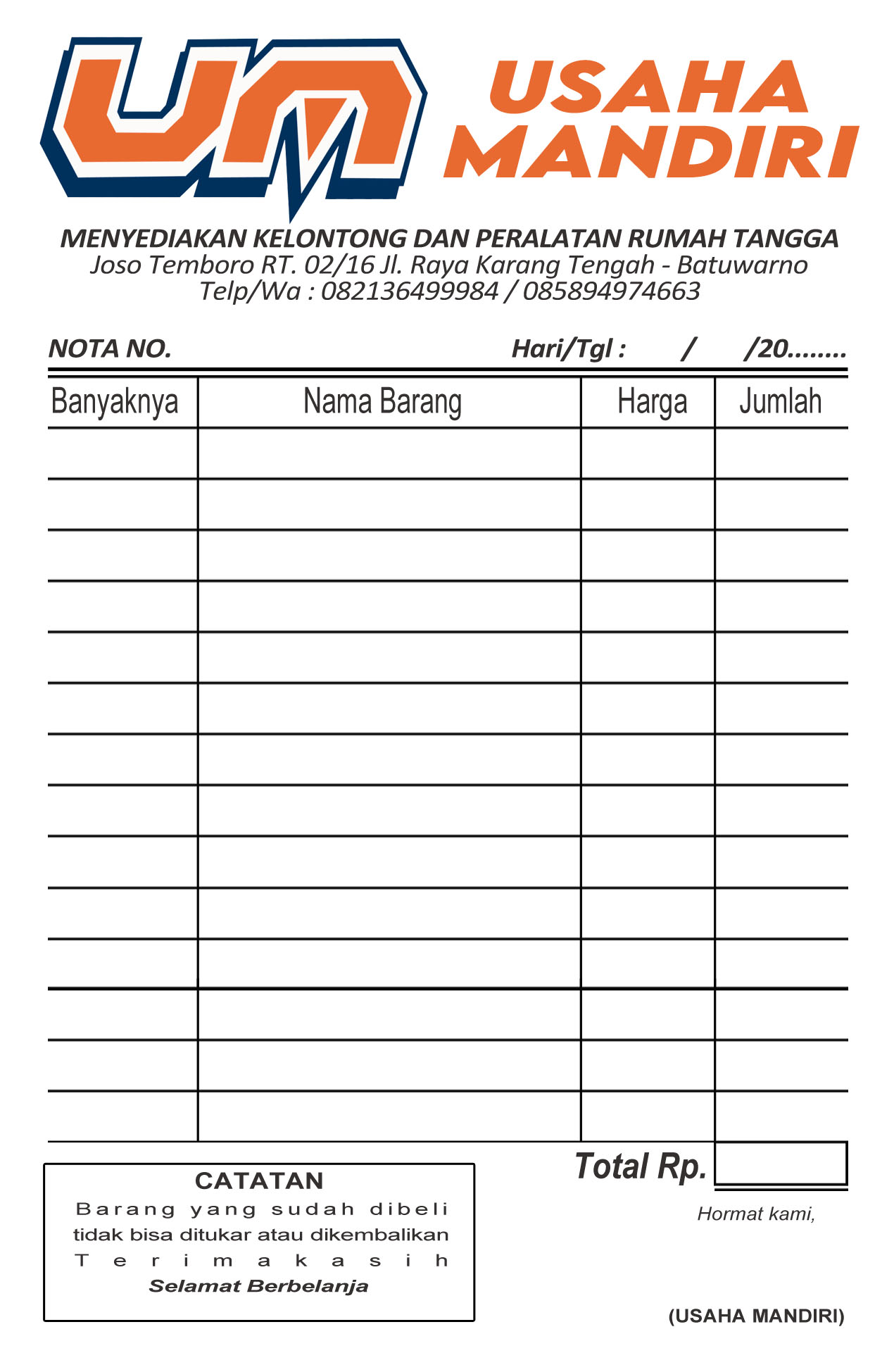 Detail Nota Toko Buku Nomer 15