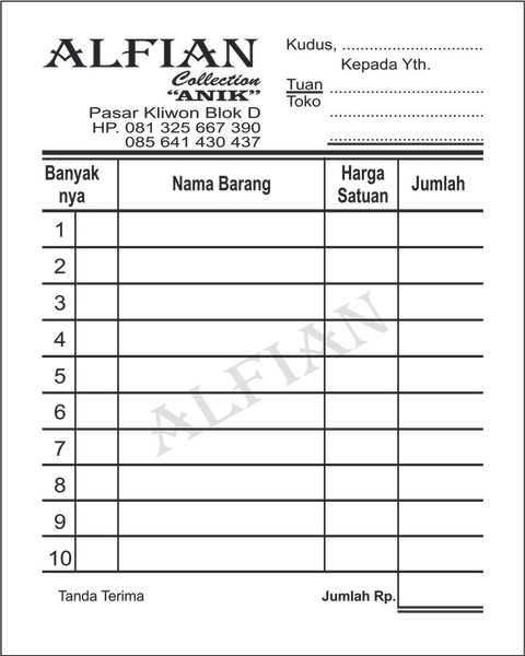 Detail Nota Toko Buku Nomer 16