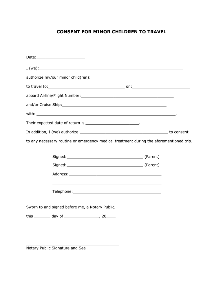 Notarized Travel Consent Letter Template