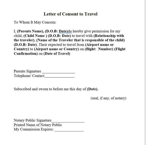 Download Notarized Travel Consent Letter Template Nomer 18