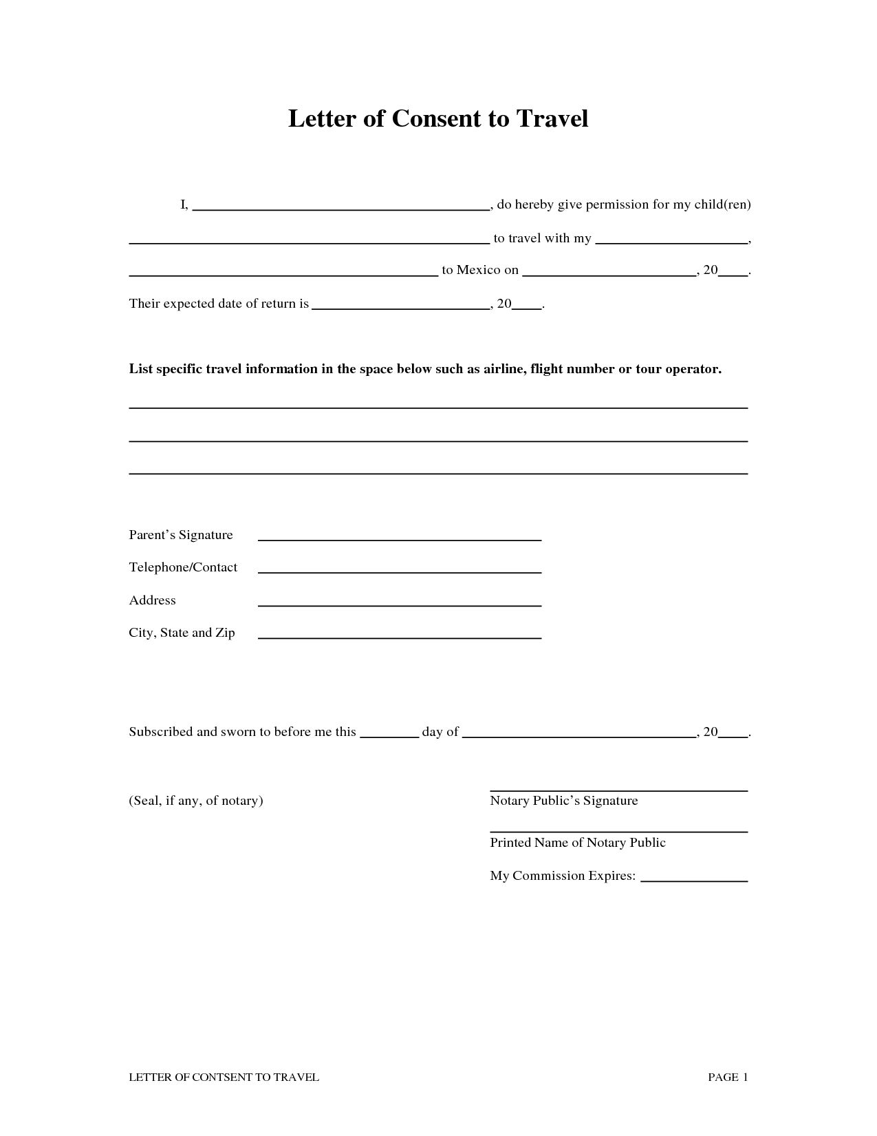 Detail Notarized Travel Consent Letter Template Nomer 3