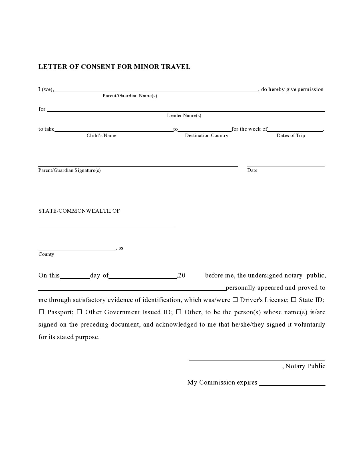 Detail Notarized Travel Consent Letter Template Nomer 33