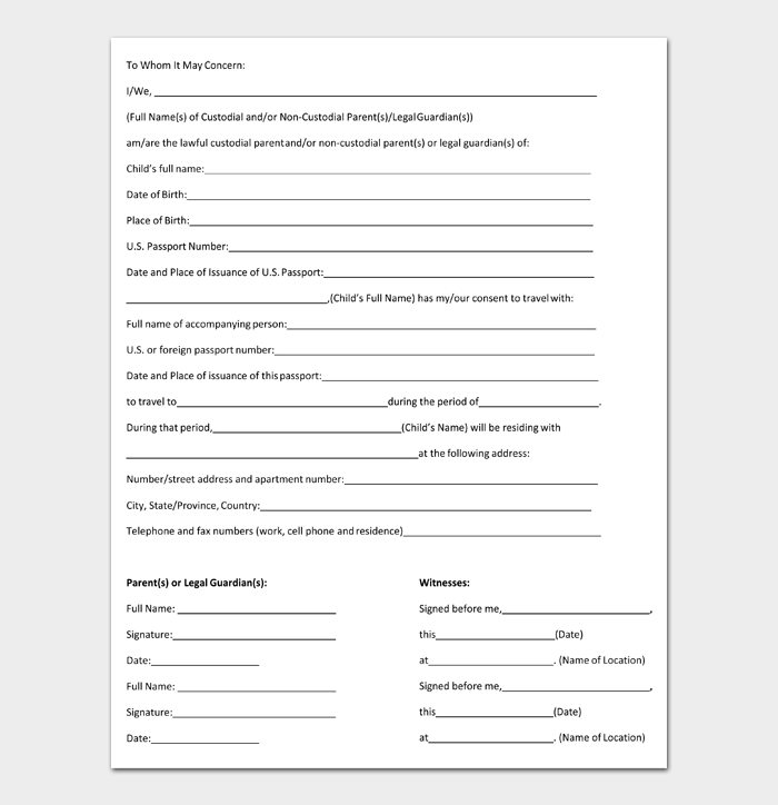 Detail Notarized Travel Consent Letter Template Nomer 40