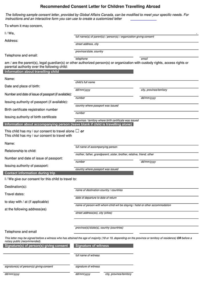 Detail Notarized Travel Consent Letter Template Nomer 55