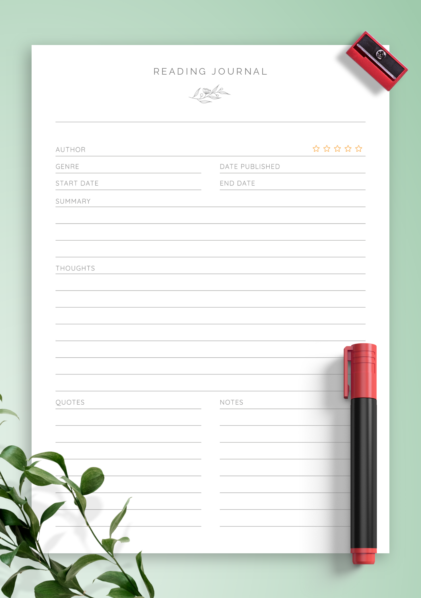 Detail Notebook Printable Template Nomer 55
