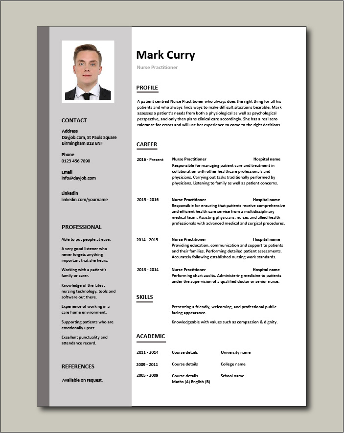 Detail Nurse Practitioner Resume Template Nomer 14