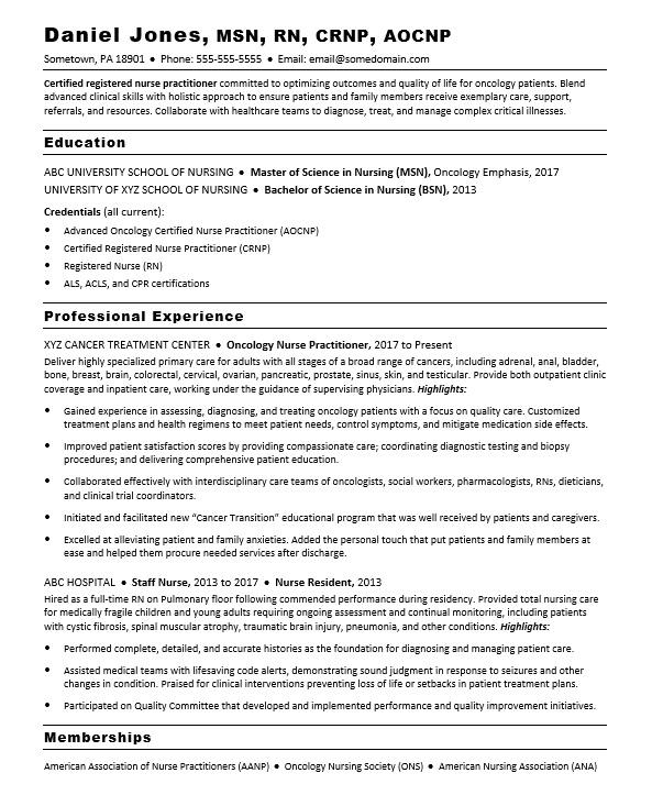 Detail Nurse Practitioner Resume Template Nomer 17