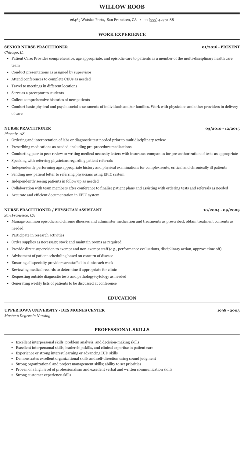 Detail Nurse Practitioner Resume Template Nomer 21