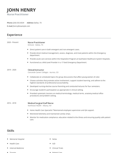 Detail Nurse Practitioner Resume Template Nomer 23