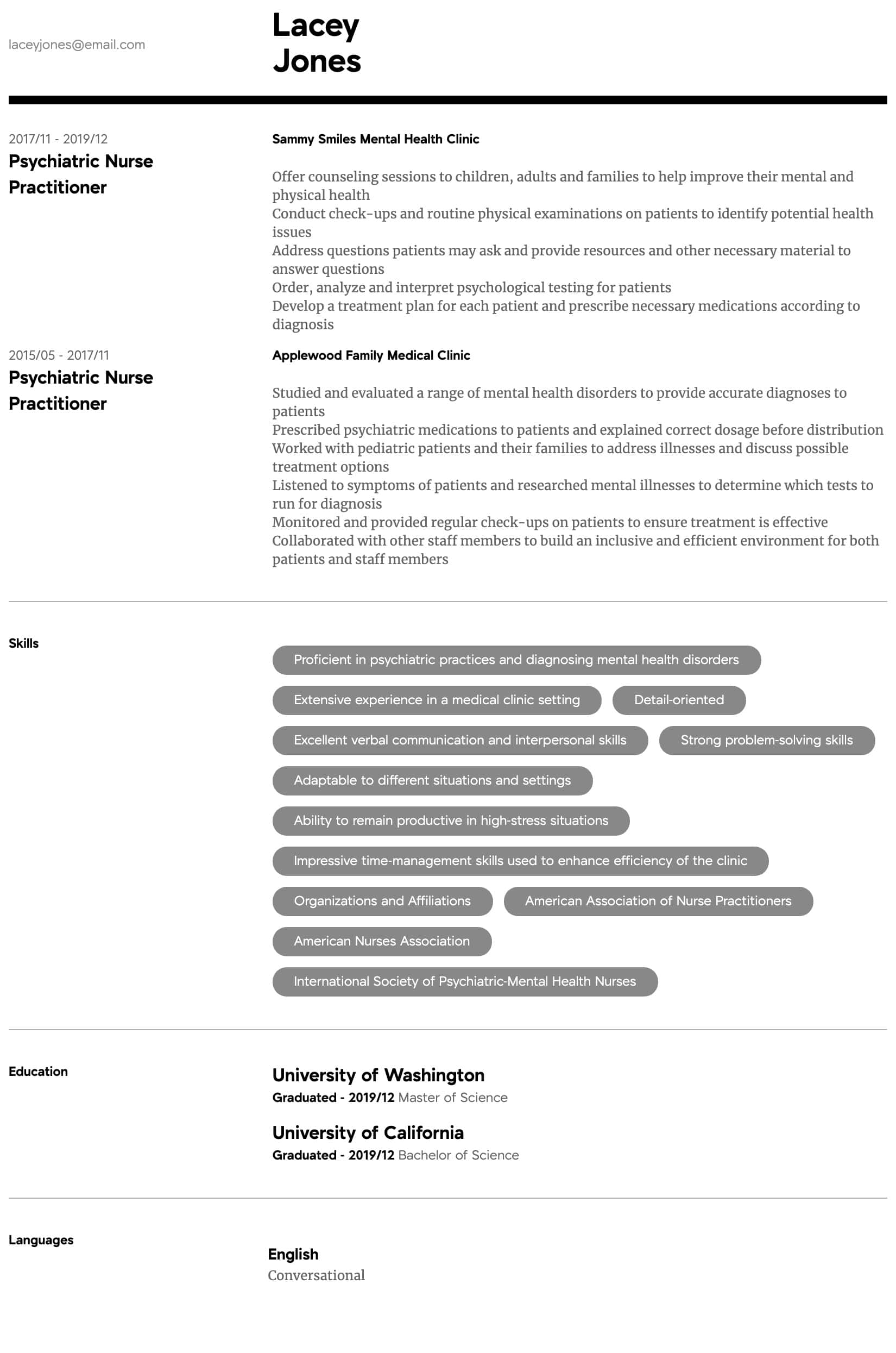 Detail Nurse Practitioner Resume Template Nomer 28