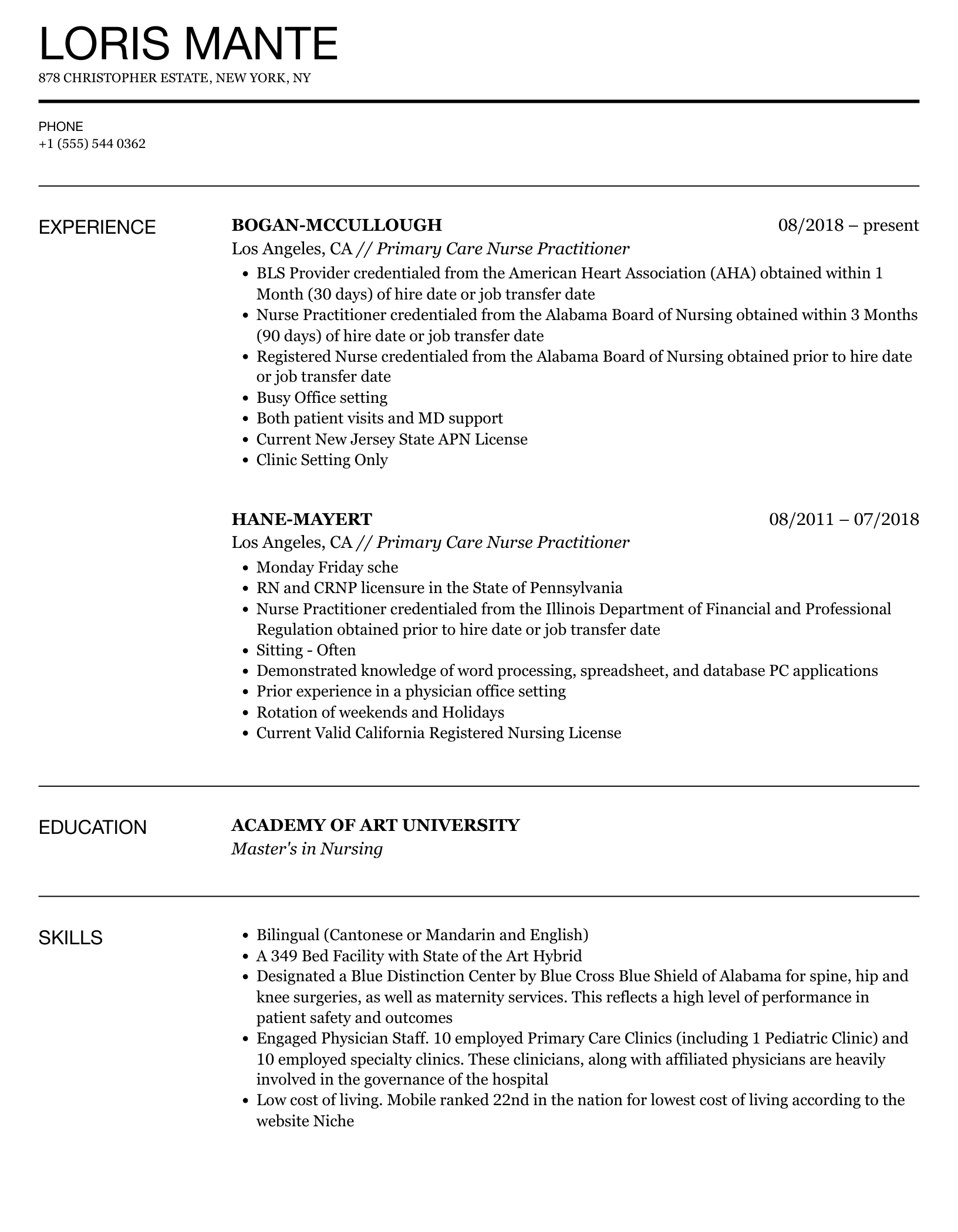 Detail Nurse Practitioner Resume Template Nomer 33