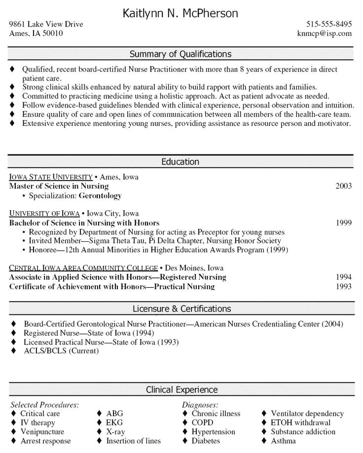 Detail Nurse Practitioner Resume Template Nomer 35