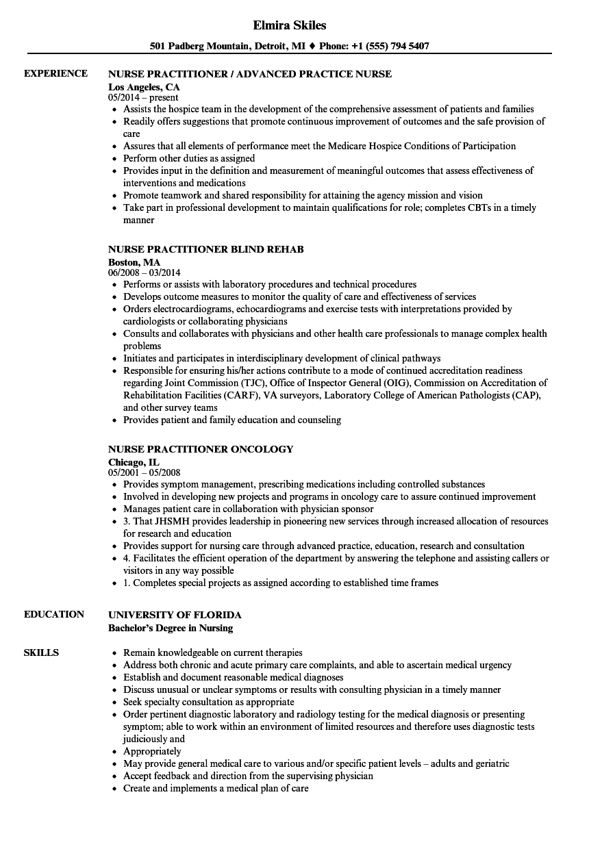 Detail Nurse Practitioner Resume Template Nomer 45