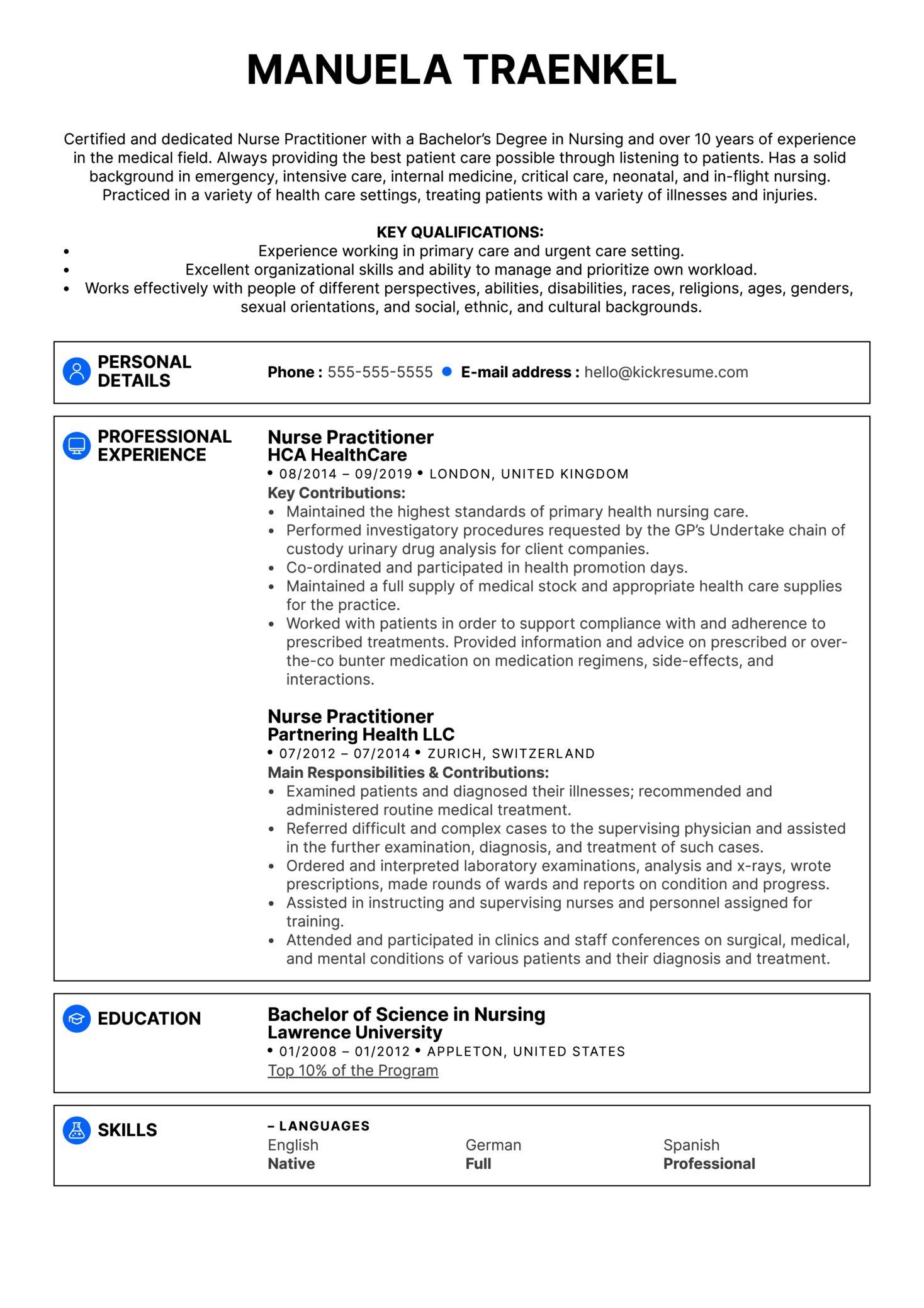 Detail Nurse Practitioner Resume Template Nomer 5