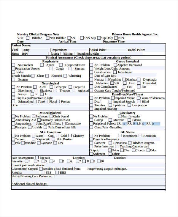 Detail Nursing Notes Template Nomer 40