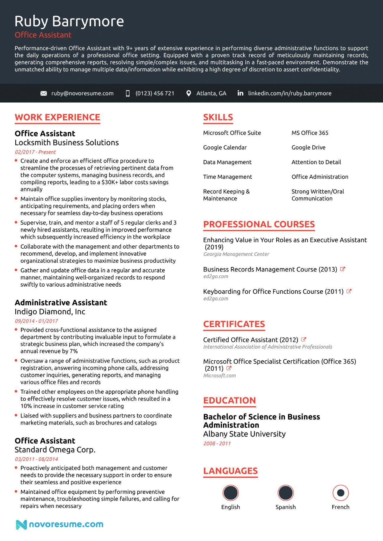 Detail Office Cv Template Nomer 3