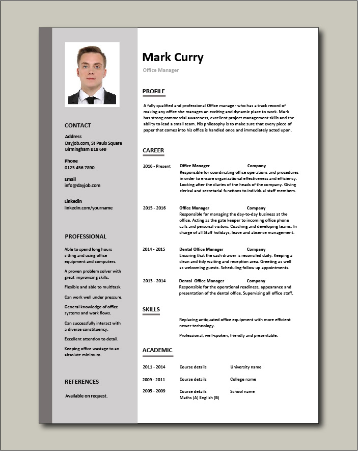 Detail Office Cv Template Nomer 4