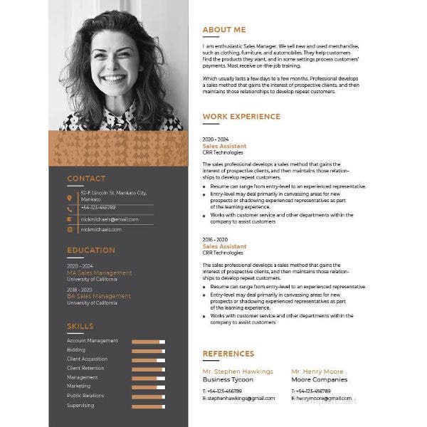 Detail One Page Cv Template Free Download Nomer 2