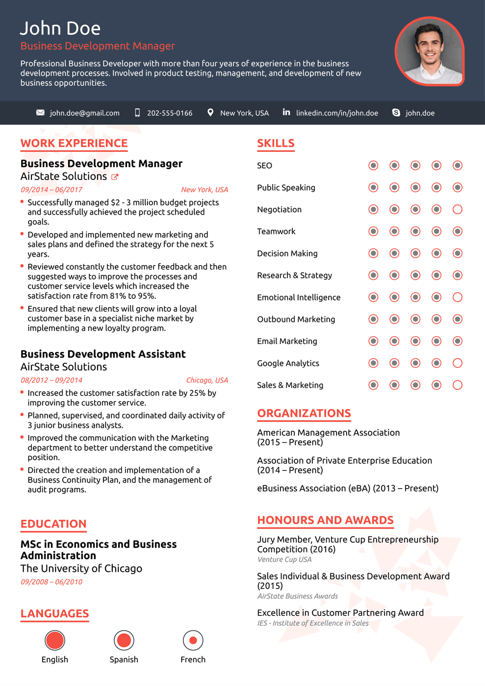 Detail One Page Cv Template Free Download Nomer 3