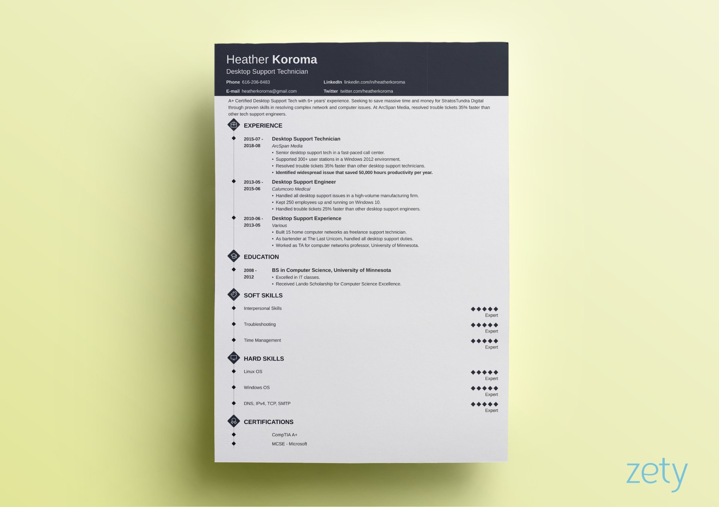 Detail One Page Cv Template Free Download Nomer 27