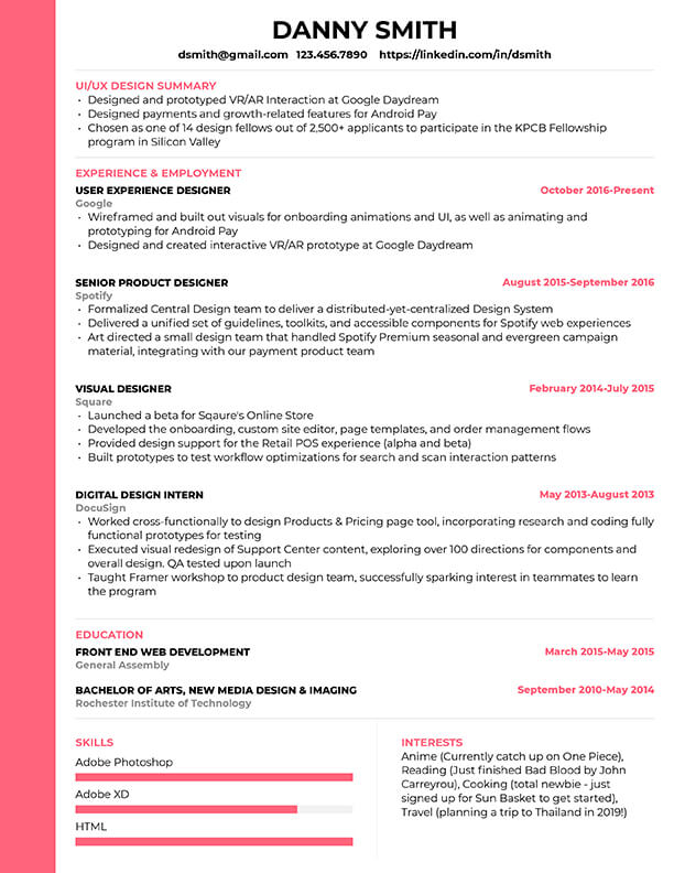 Detail One Page Cv Template Free Download Koleksi Nomer 36