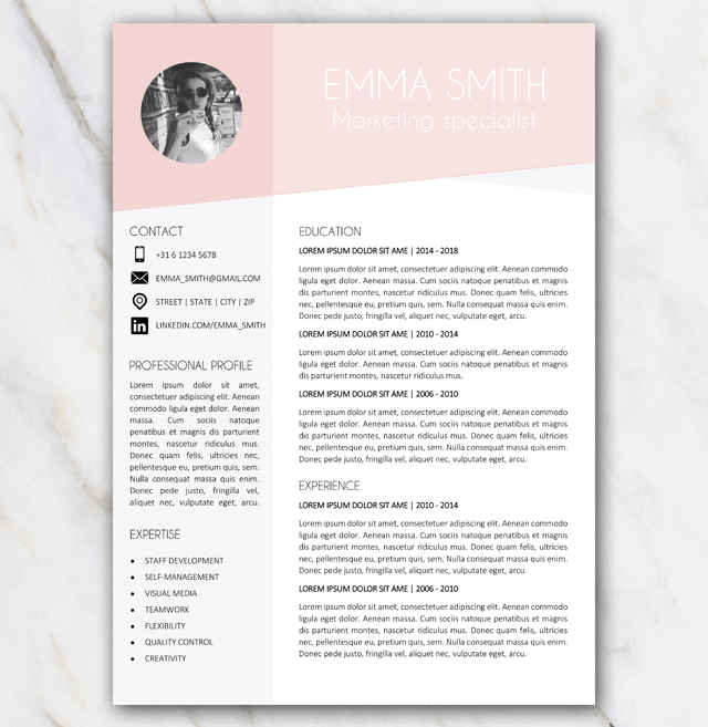Detail One Page Cv Template Free Download Nomer 48