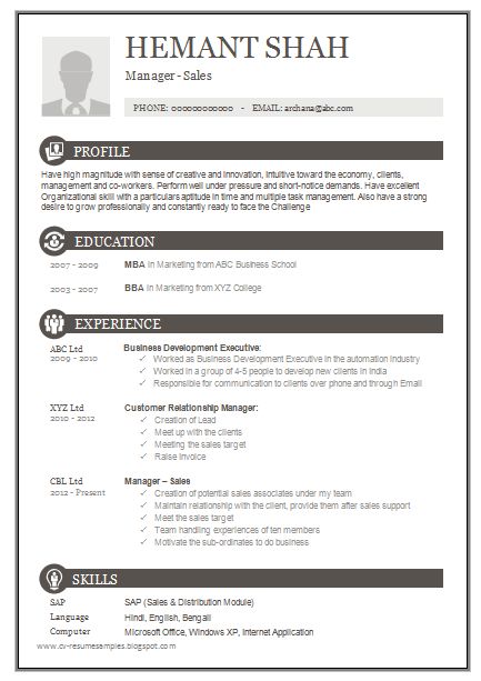 Detail One Page Cv Template Free Download Nomer 49