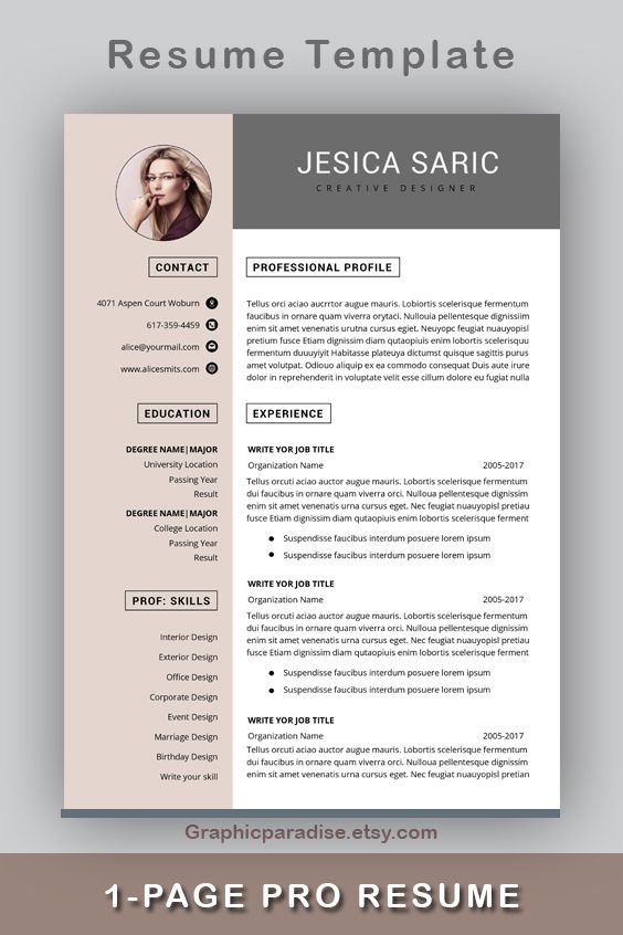 Detail One Page Cv Template Free Download Koleksi Nomer 9
