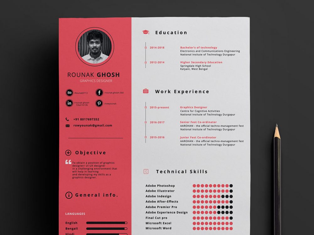 Detail One Page Cv Template Free Download Nomer 10