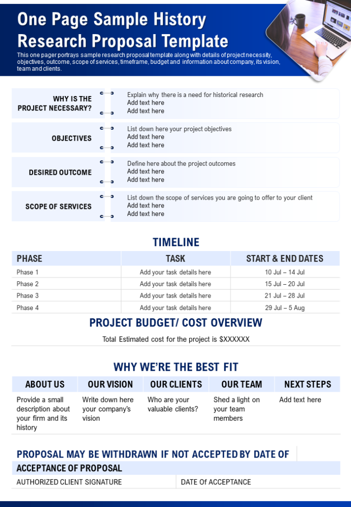 Detail One Page Proposal Template Nomer 13